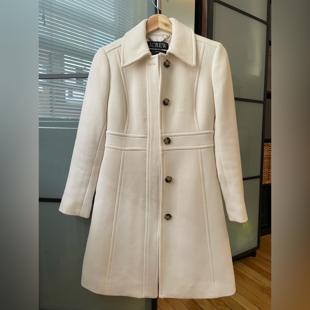 J. Crew Petite new lady day wool topcoat in Italian double cloth NWOT 0P